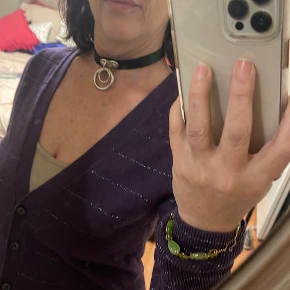 Black leather choker gothic punk emo accessory - Picture 6 of 9